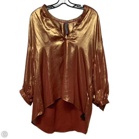 Top Long Sleeve By Anthropologie In Orange, Size: L