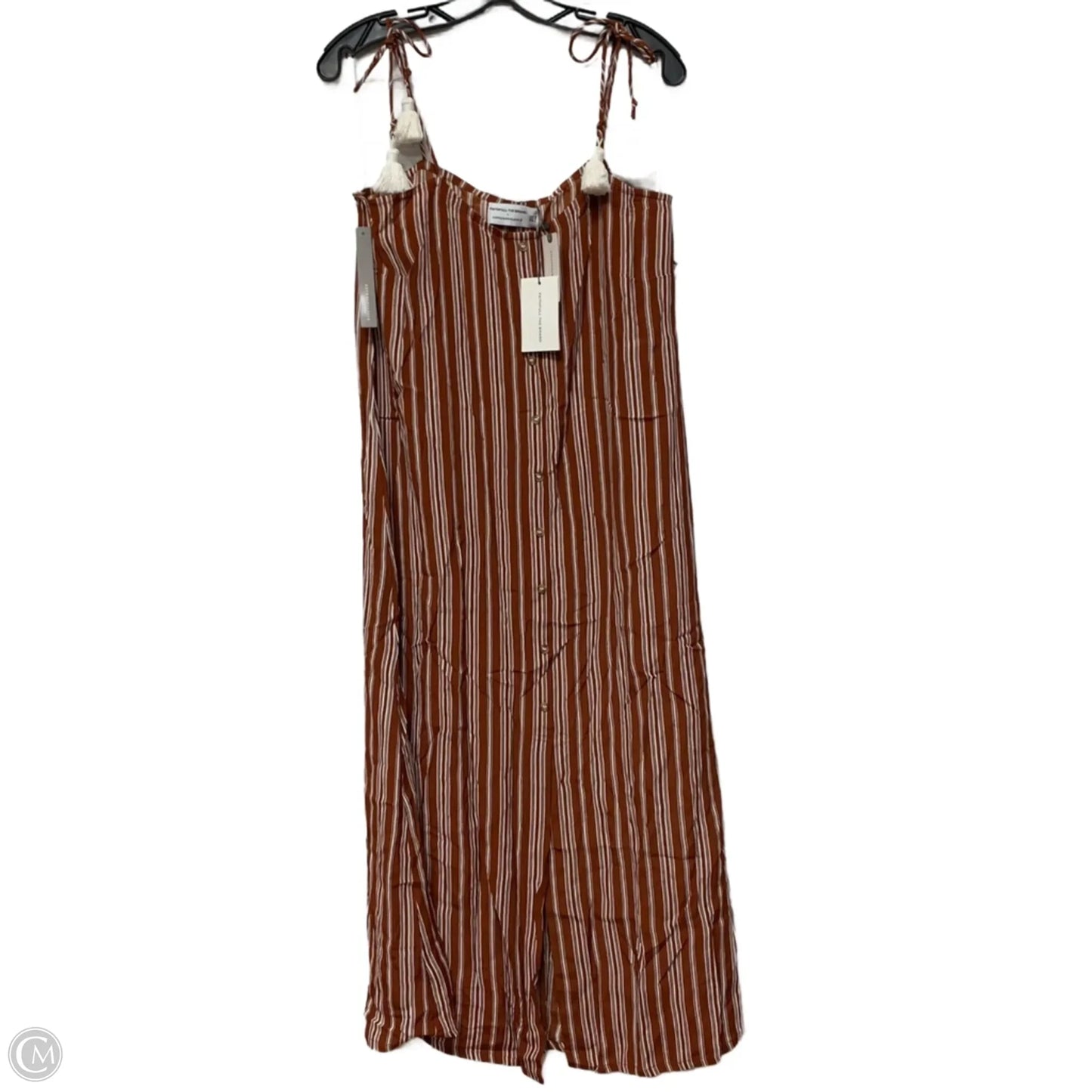 Dress Casual Maxi By Faithfull The Brand In Orange & White, Size: L