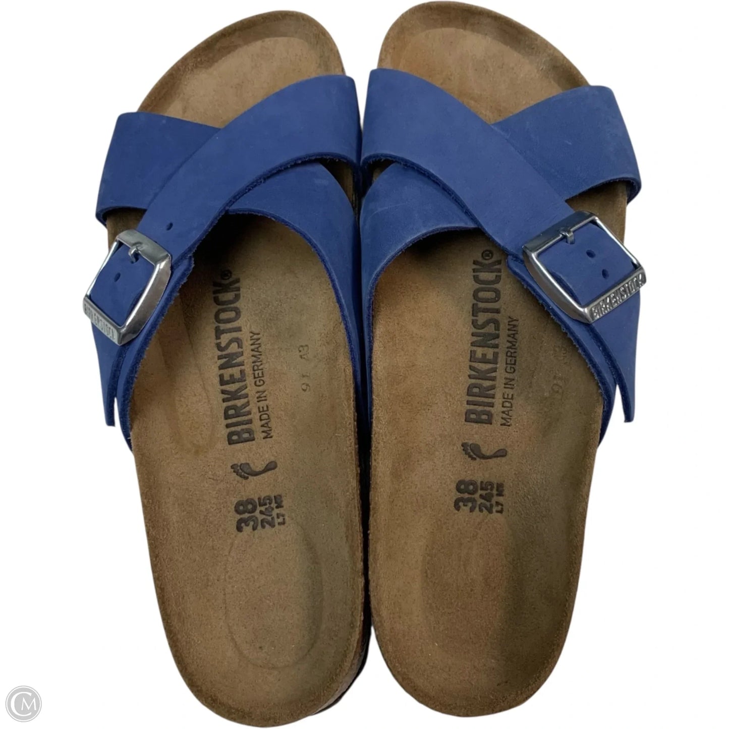 Sandals Flats By Birkenstock In Blue & Brown, Size: 7, Narrow