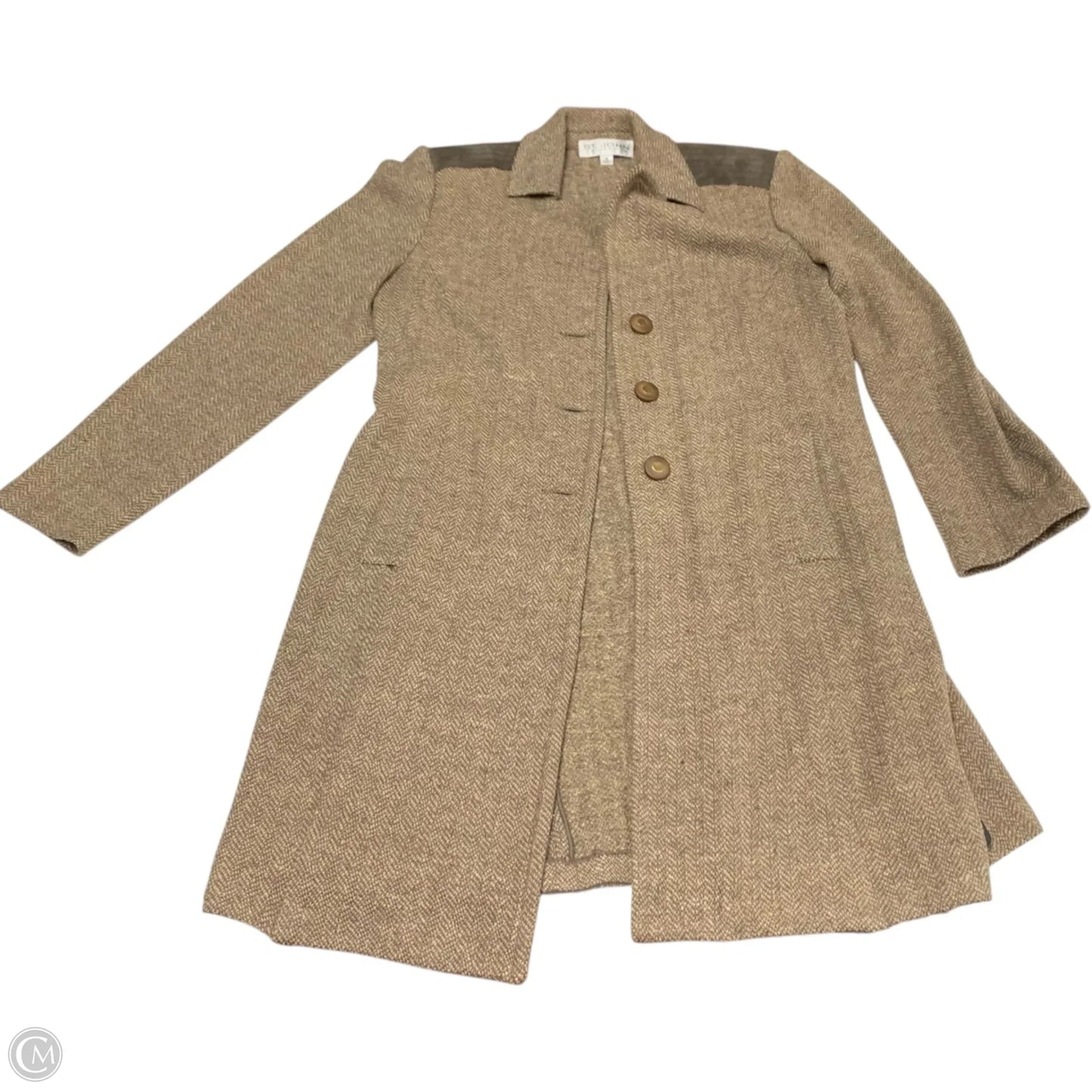 Coat Luxury Designer By St John Collection In Brown & Tan, Size: M