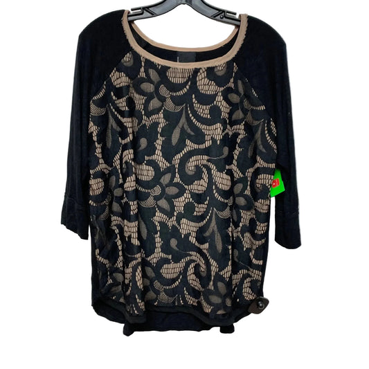 Top Long Sleeve By Dolan Left Coast In Black & Brown, Size: L