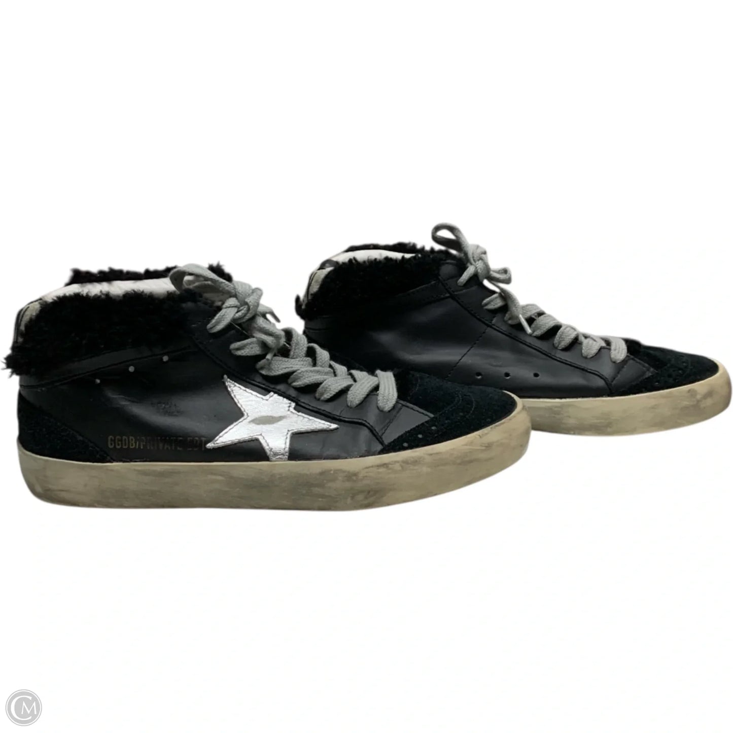 Shoes Luxury Designer By Golden Goose In Black & Silver, Size: 7.5