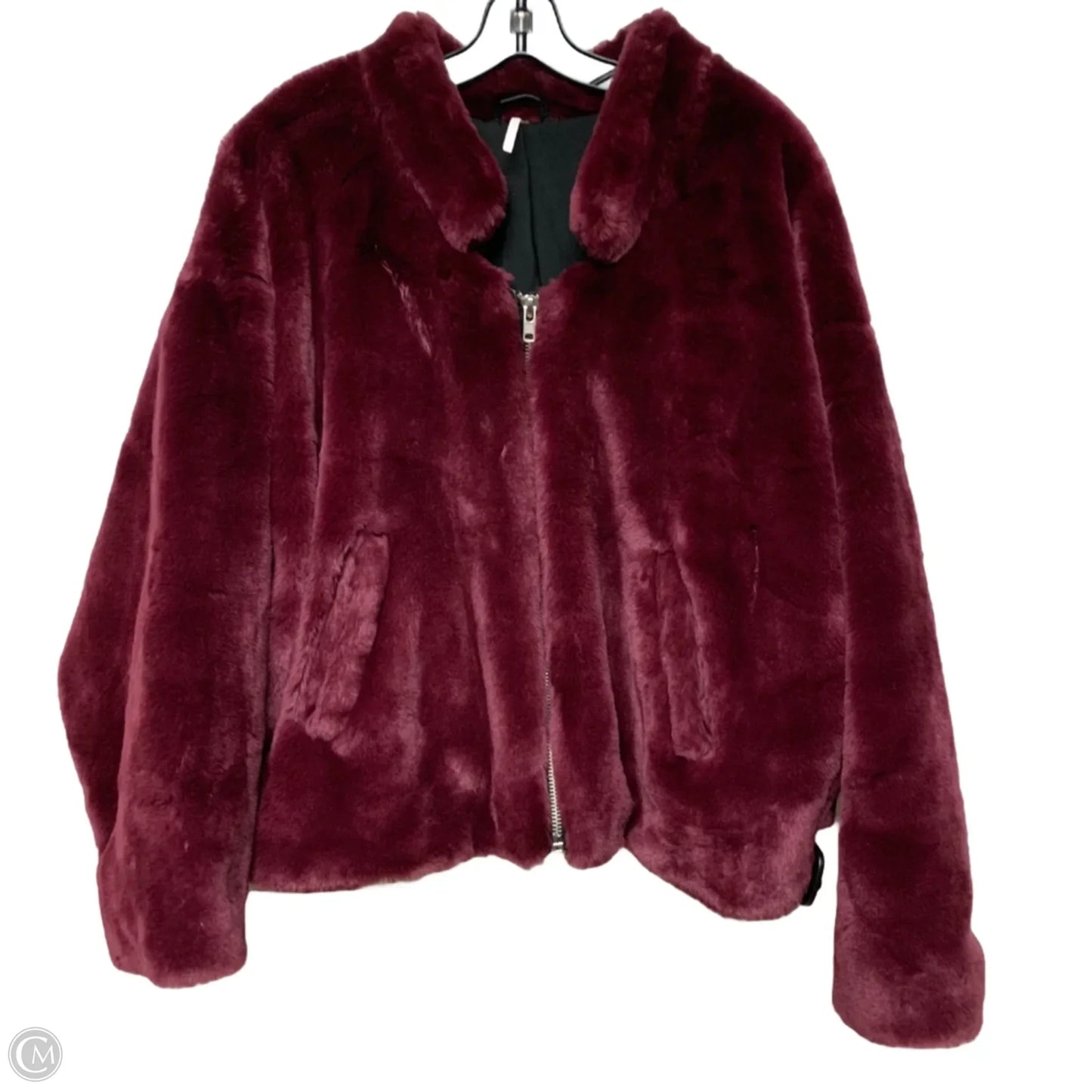 Jacket Faux Fur & Sherpa By Free People In Maroon, Size: L