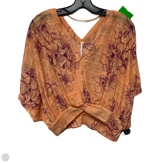 Top Short Sleeve By Free People In Orange & Purple, Size: S