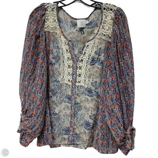 Blouse Long Sleeve By Hd In Paris In Multi-colored, Size: L
