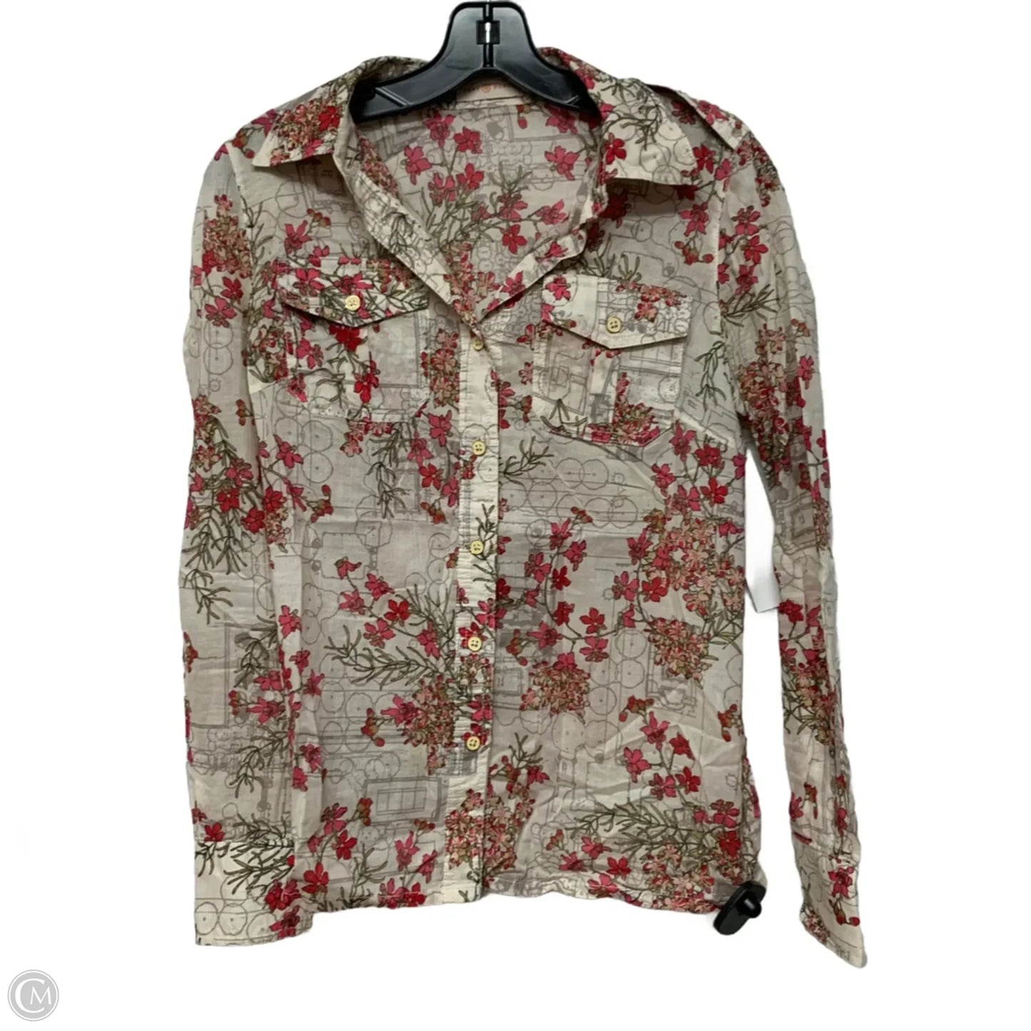 Top Long Sleeve Designer By Tory Burch In Cream & Red, Size: S