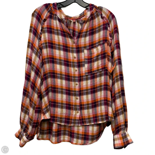 Top Long Sleeve By Pilcro In Plaid Pattern, Size: M