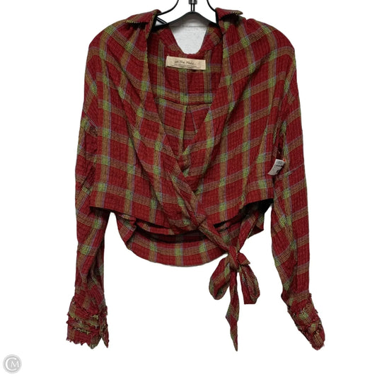 Top Long Sleeve By We The Free In Green & Red, Size: S