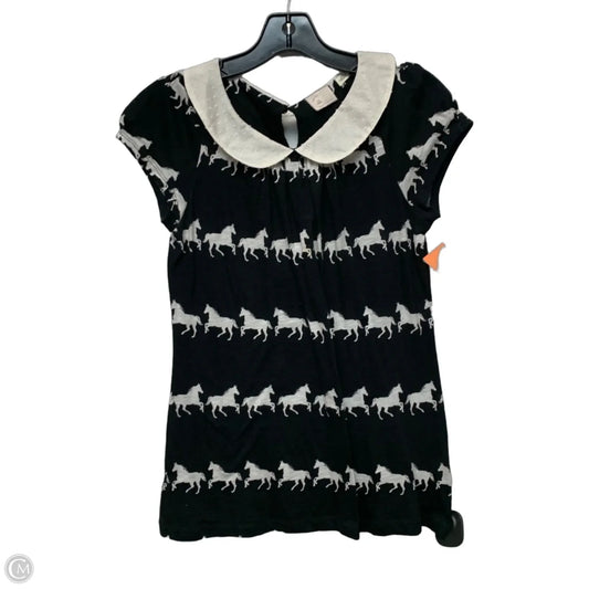 Top Short Sleeve By Anthropologie In Black & White, Size: Xs