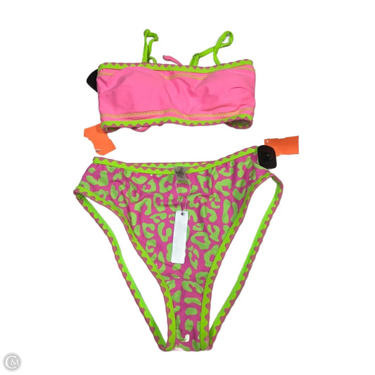 Swimsuit 2pc By Popvil In Green & Pink, Size: M