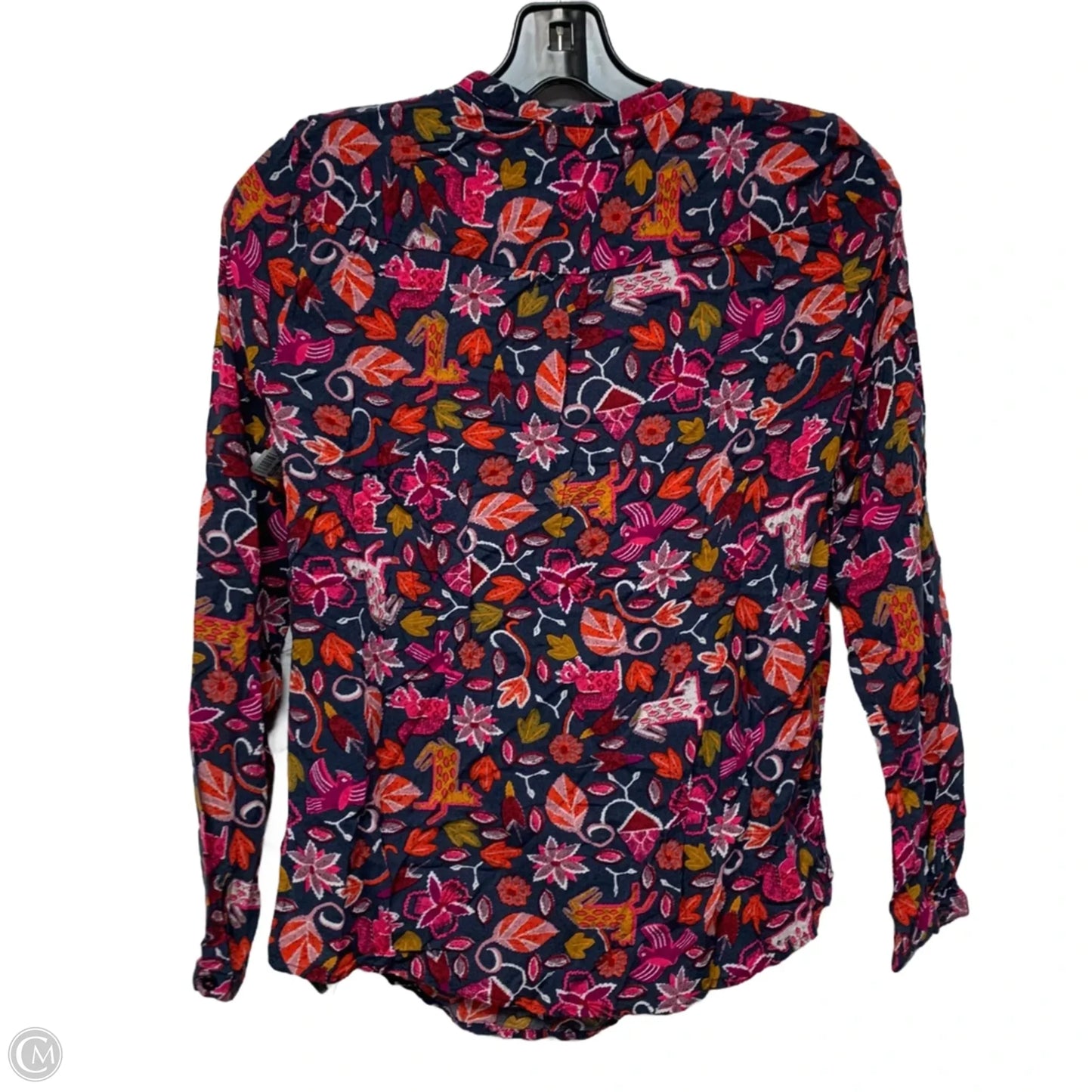 Top Long Sleeve By Maeve In Grey & Red, Size: S