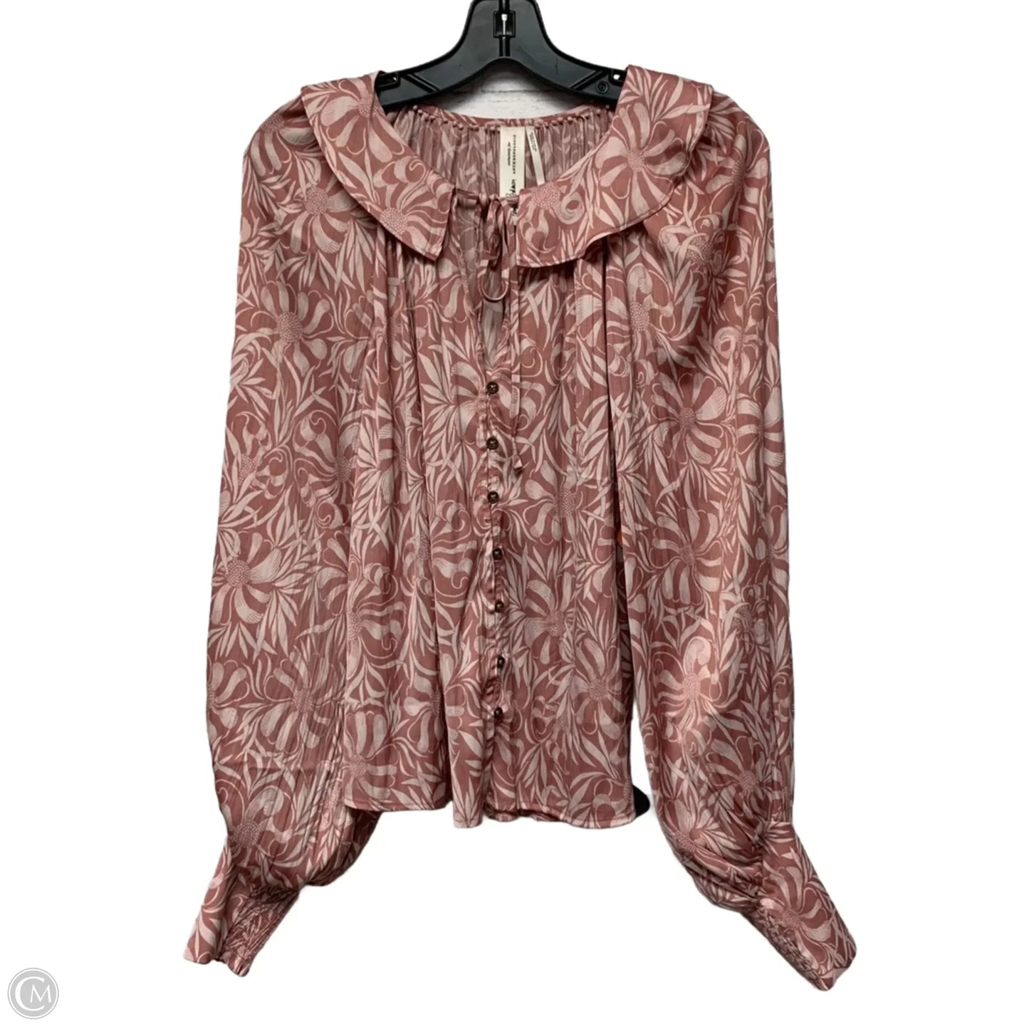 Blouse Long Sleeve By Anthropologie In Pink, Size: S