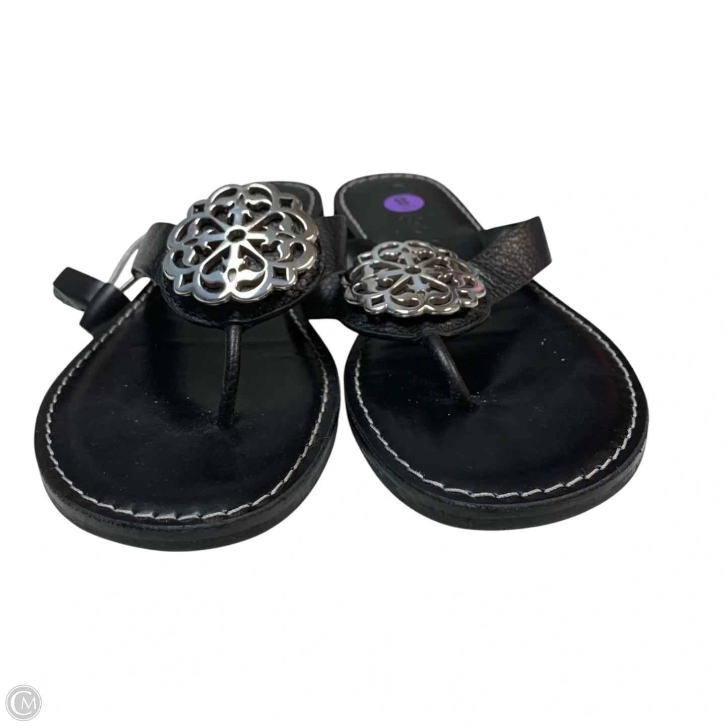 Sandals Designer By Brighton In Black & Silver, Size: 8