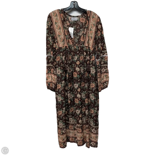 Dress Casual Maxi By The Fox and the Mermaid In Brown & Pink, Size: M
