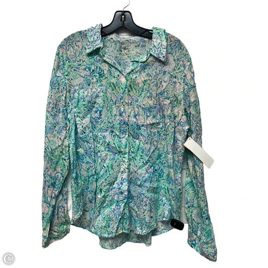 Top Long Sleeve Designer By Lilly Pulitzer In Blue & Green, Size: Xl
