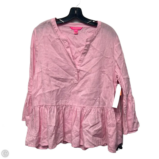 Top Long Sleeve Designer By Lilly Pulitzer In Pink, Size: L