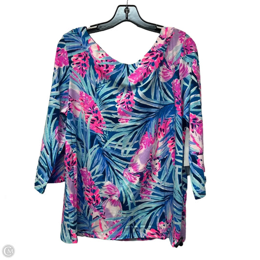 Top 3/4 Sleeve Designer By Lilly Pulitzer In Blue & Purple, Size: Xl