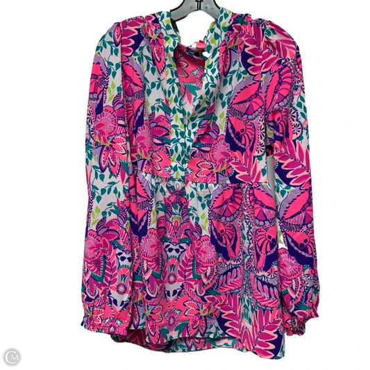 Blouse Designer By Lilly Pulitzer In Pink & Purple, Size: Xl