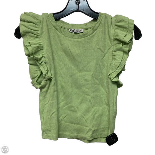 Top Short Sleeve By Zara In Green, Size: M