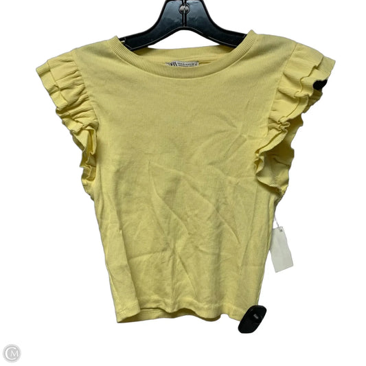 Top Short Sleeve By Zara In Yellow, Size: M
