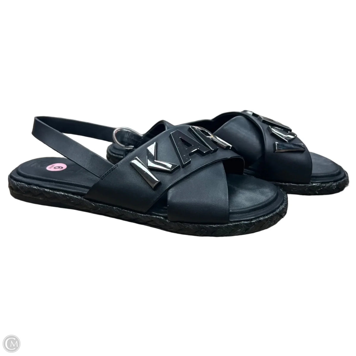 Sandals Designer By Karl Lagerfeld In Black, Size: 9