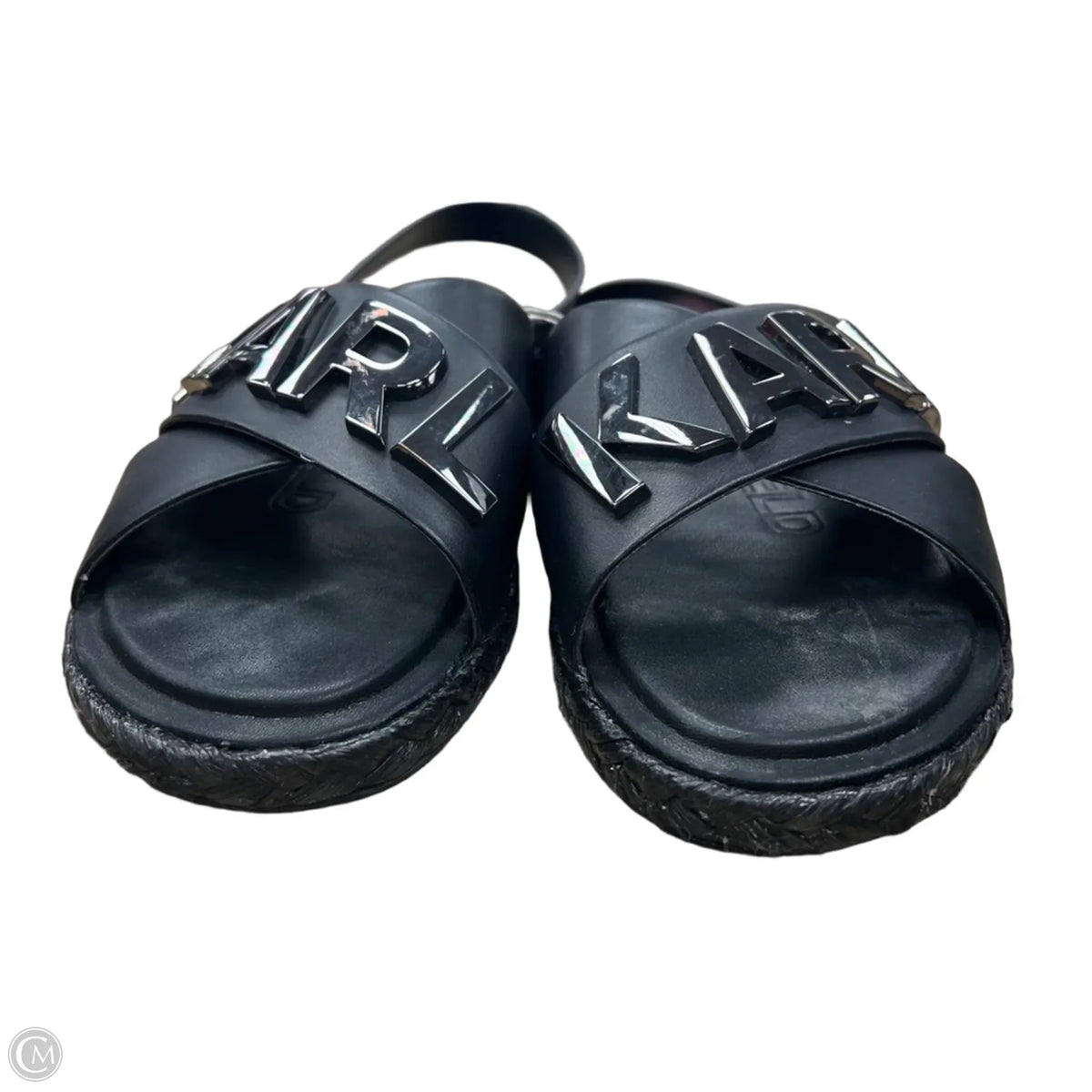 Sandals Designer By Karl Lagerfeld In Black, Size: 9