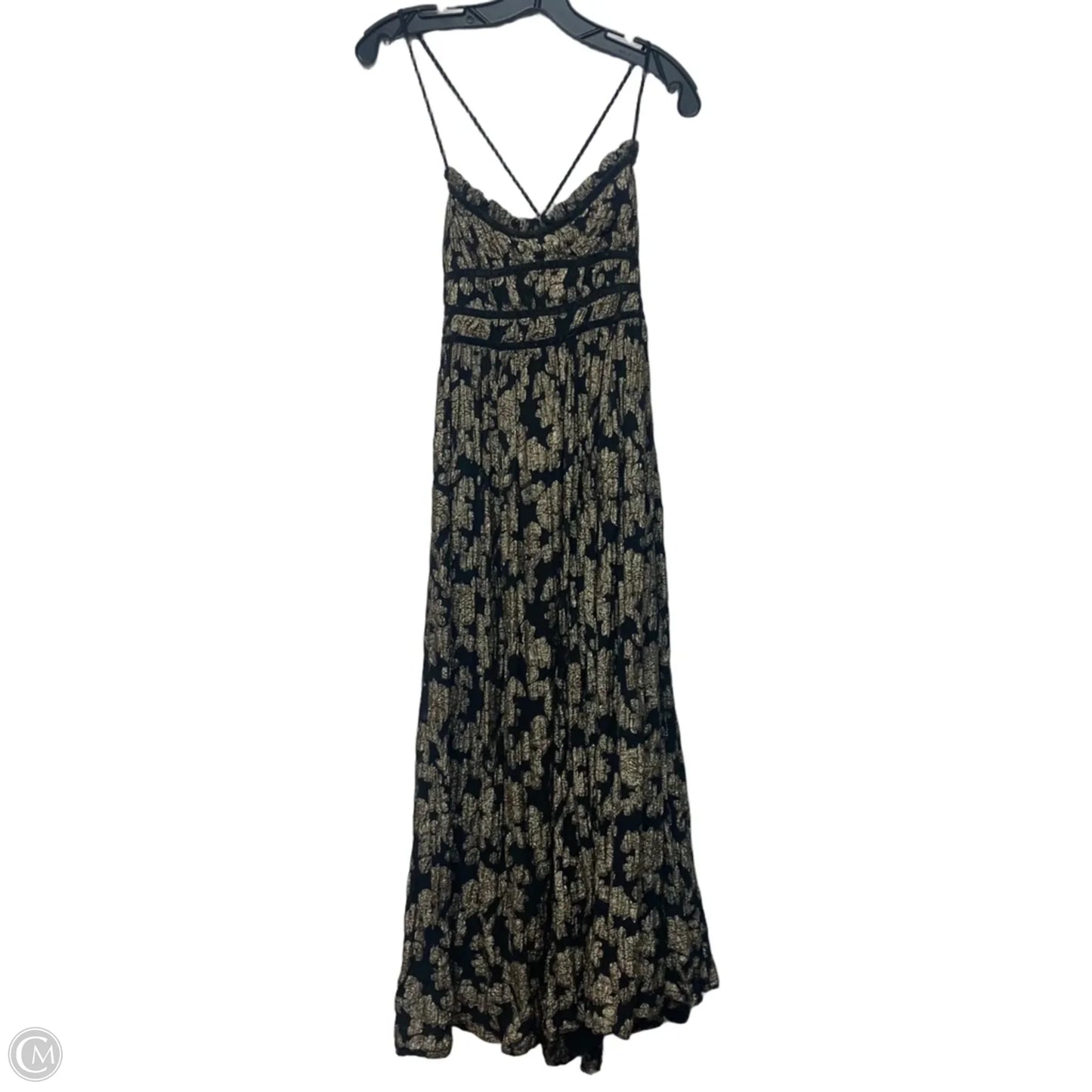 Dress Casual Maxi By Free People In Black & Gold, Size: L