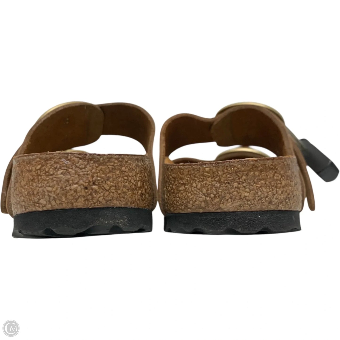 Sandals Flats By Birkenstock In Brown & White, Size: 7