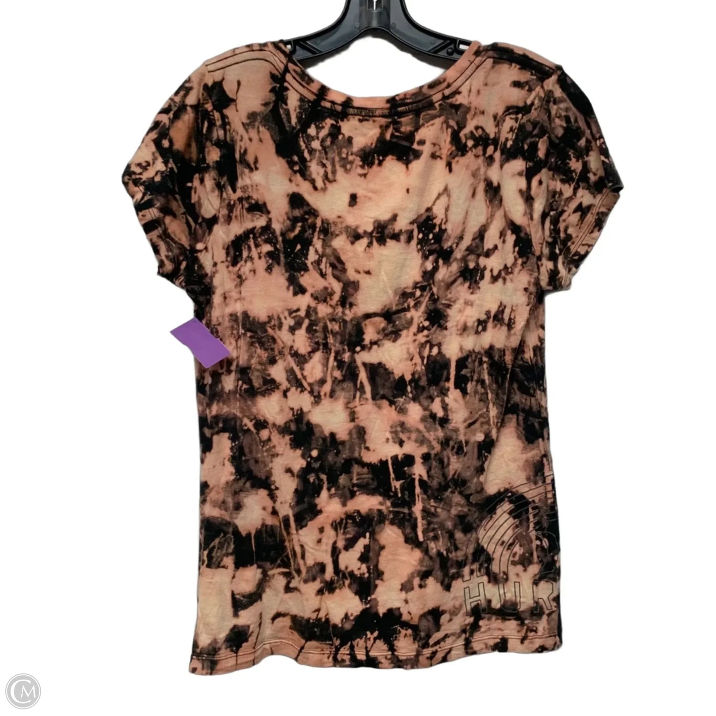 Top Short Sleeve By Hurley In Black & Orange, Size: L