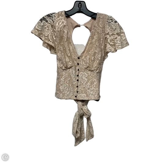 Top Short Sleeve By Anthropologie In Cream, Size: Xs