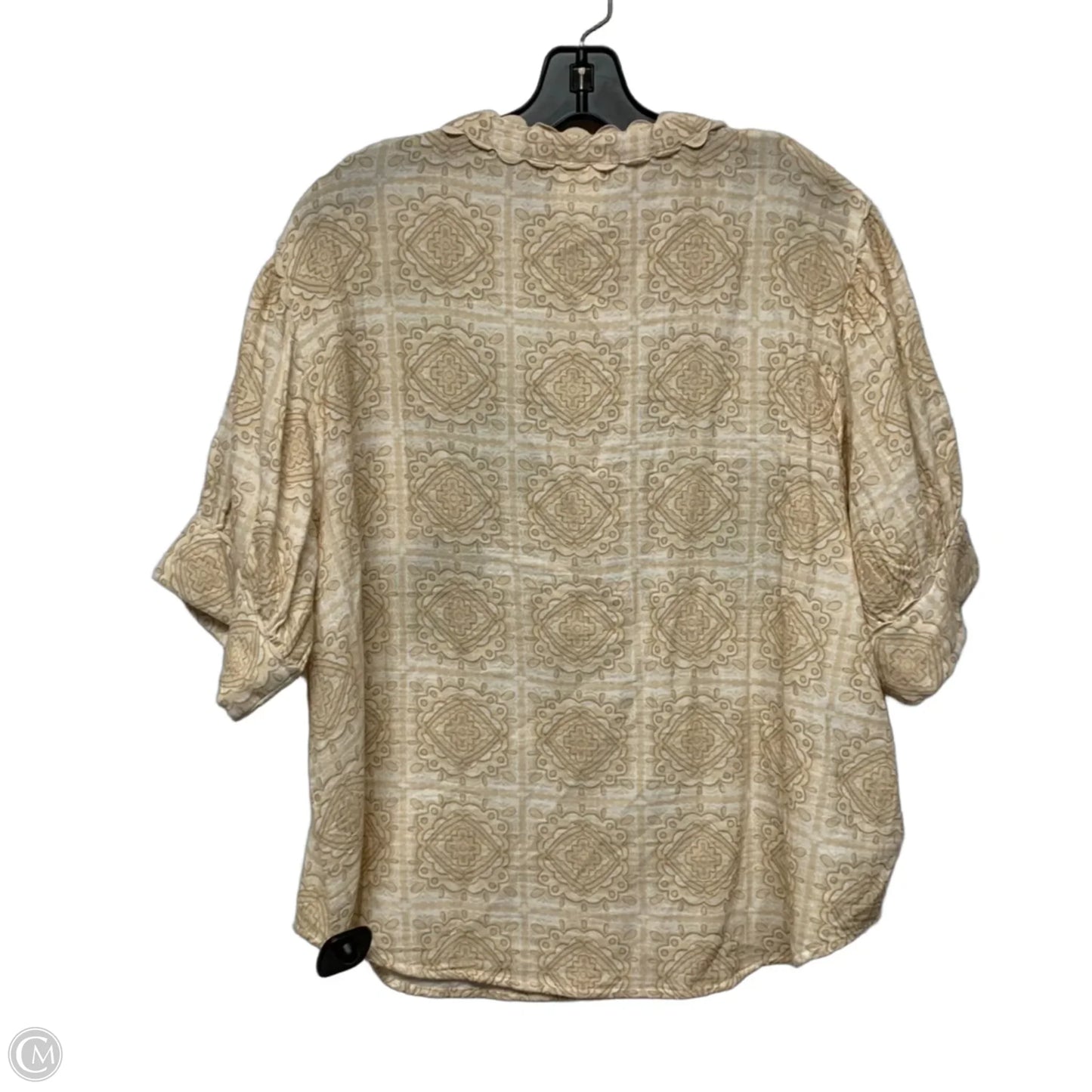 Top Short Sleeve By Sister Mary In Cream & Green, Size: L