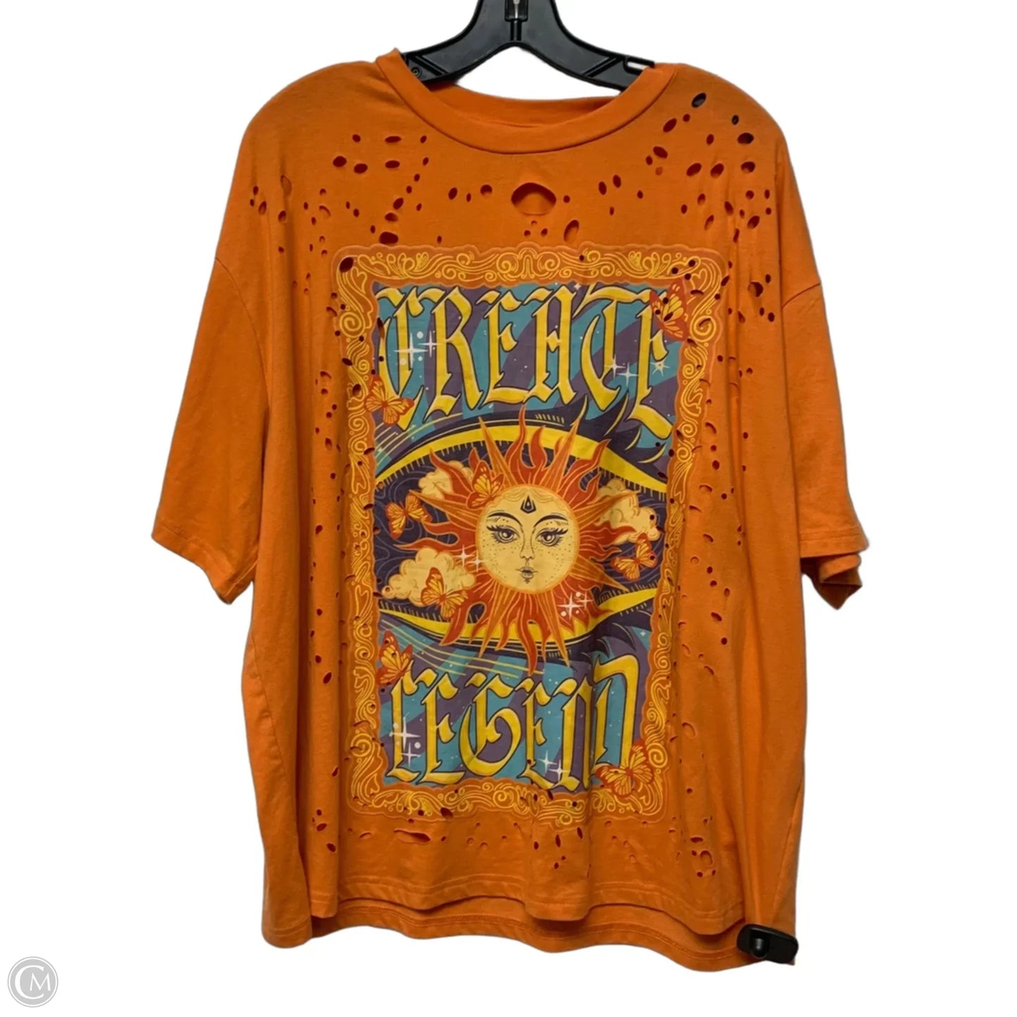 Top Short Sleeve By Shein In Orange, Size: L
