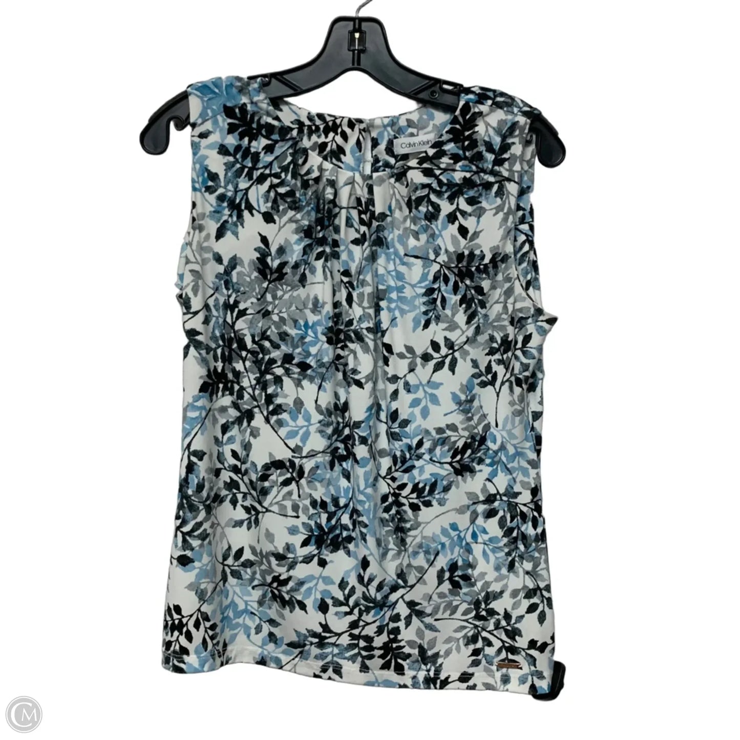 Top Sleeveless By Calvin Klein In Blue & Grey, Size: M