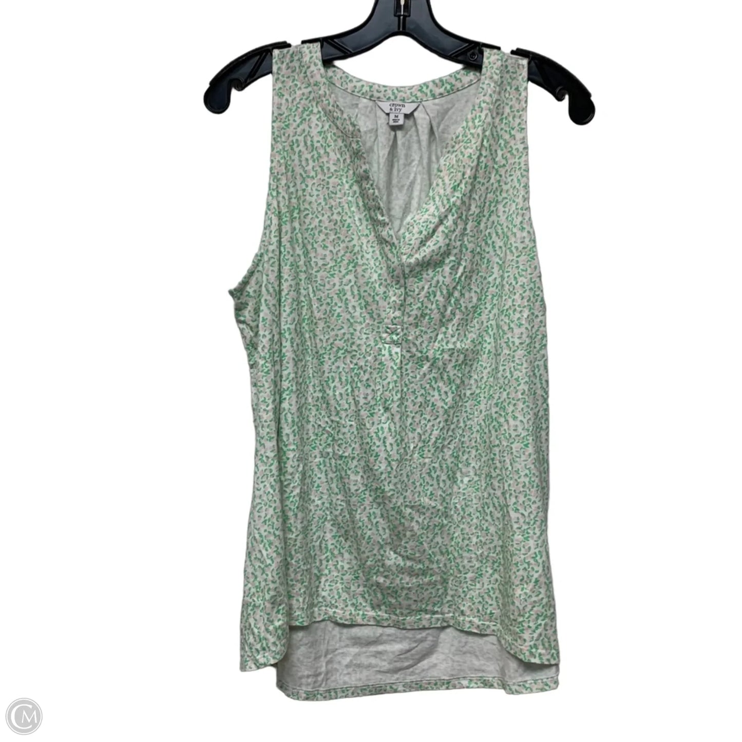 Top Sleeveless By Crown And Ivy In Green & White, Size: M