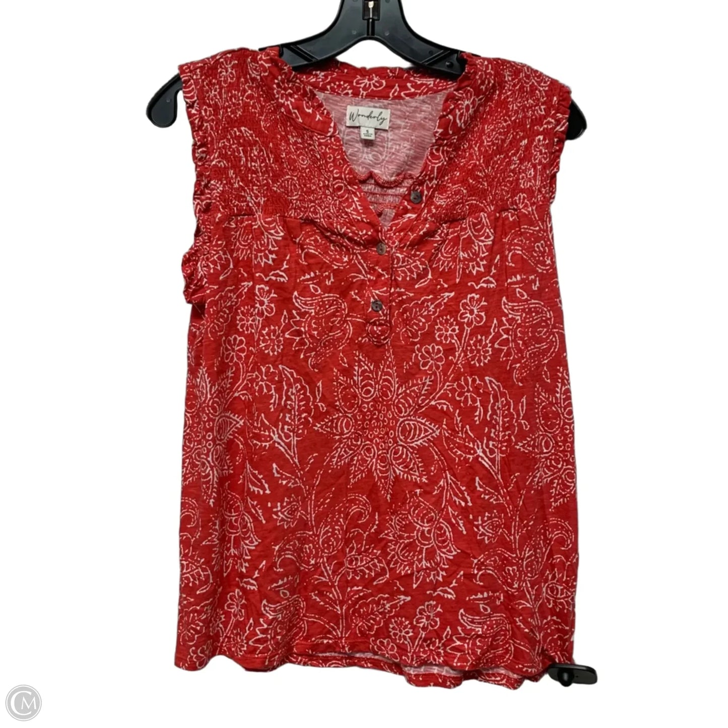 Top Sleeveless By Wonderly In Red & White, Size: S