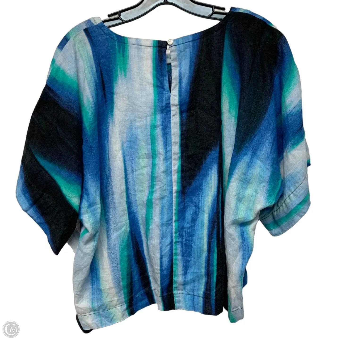 Top Short Sleeve By Dkny In Black & Blue, Size: L