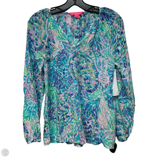 Top Long Sleeve By Anthropologie In Pink & Yellow, Size: Xs