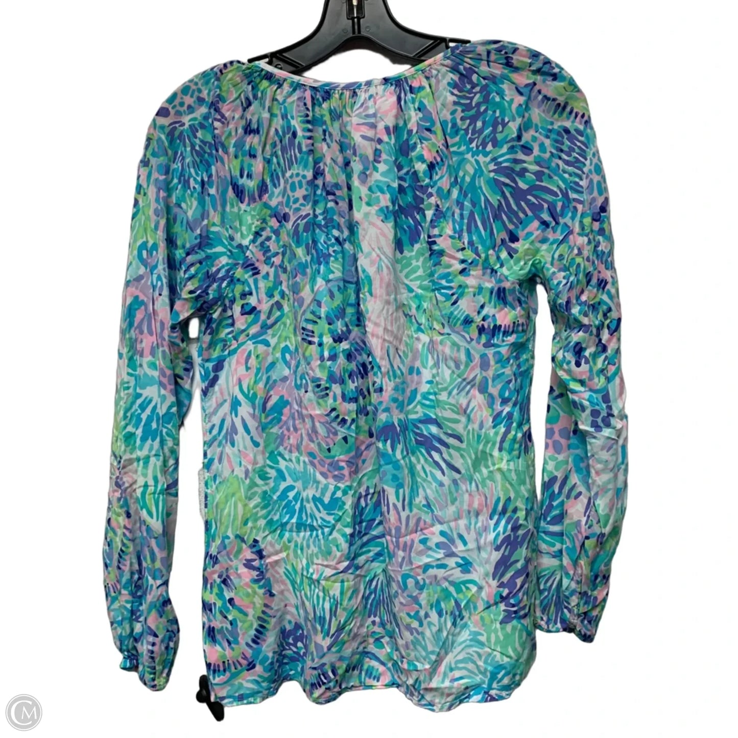 Top Long Sleeve By Anthropologie In Pink & Yellow, Size: Xs