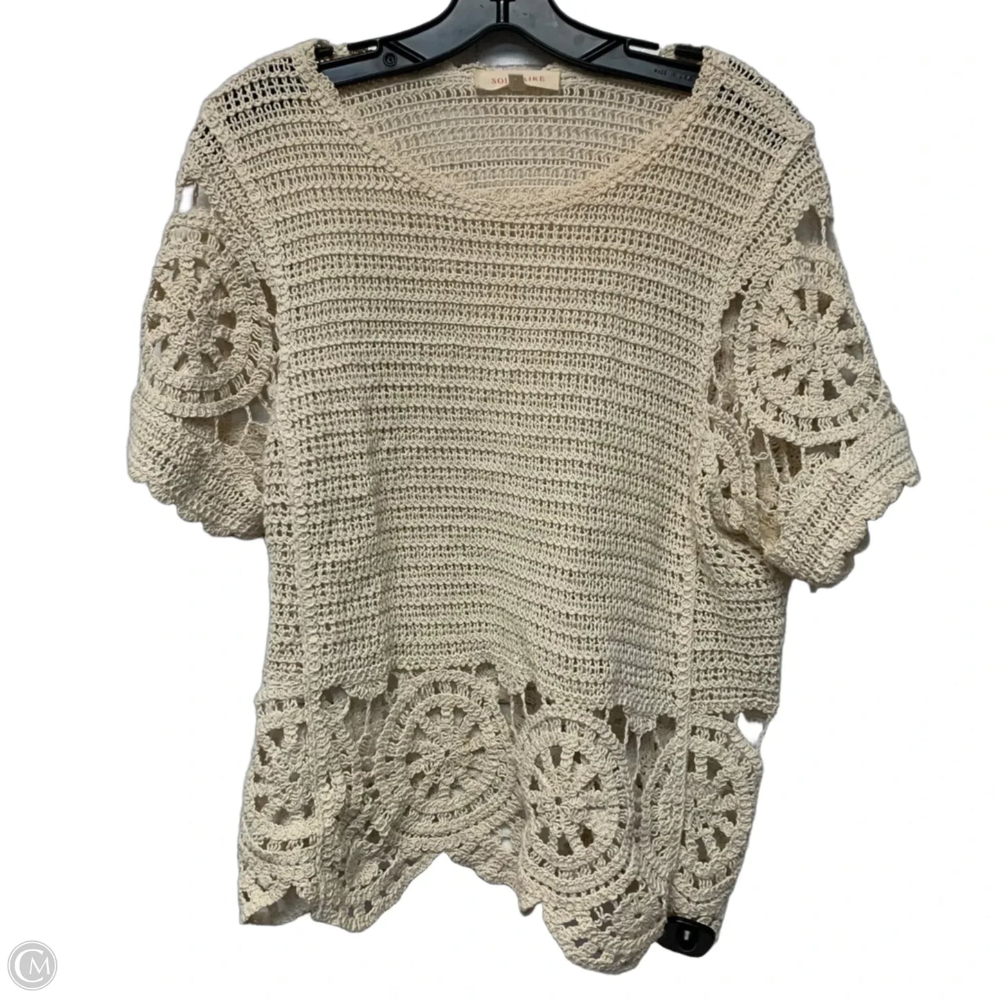 Top Short Sleeve By Solitaire In Cream, Size: L