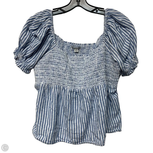 Top Short Sleeve By American Eagle In Blue & White, Size: L