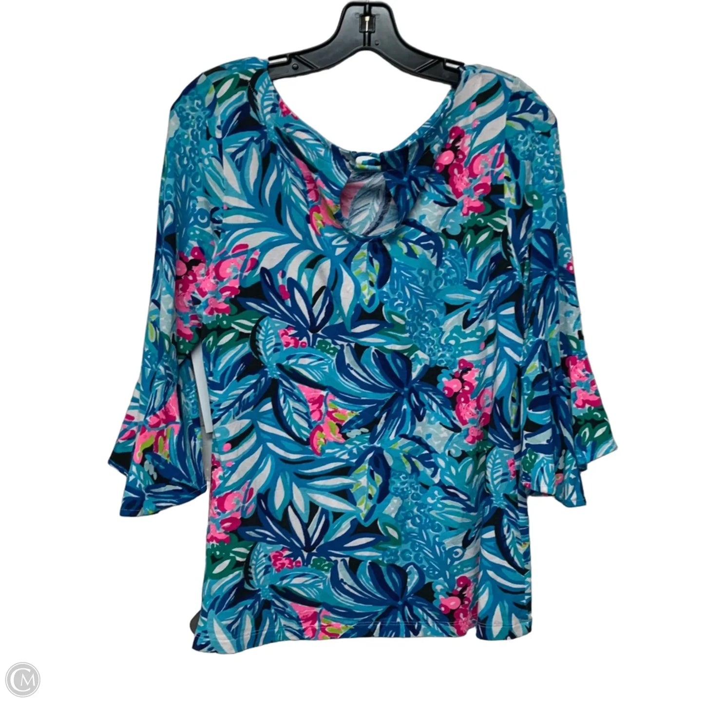 Top Long Sleeve Designer By Lilly Pulitzer In Blue & Pink, Size: M