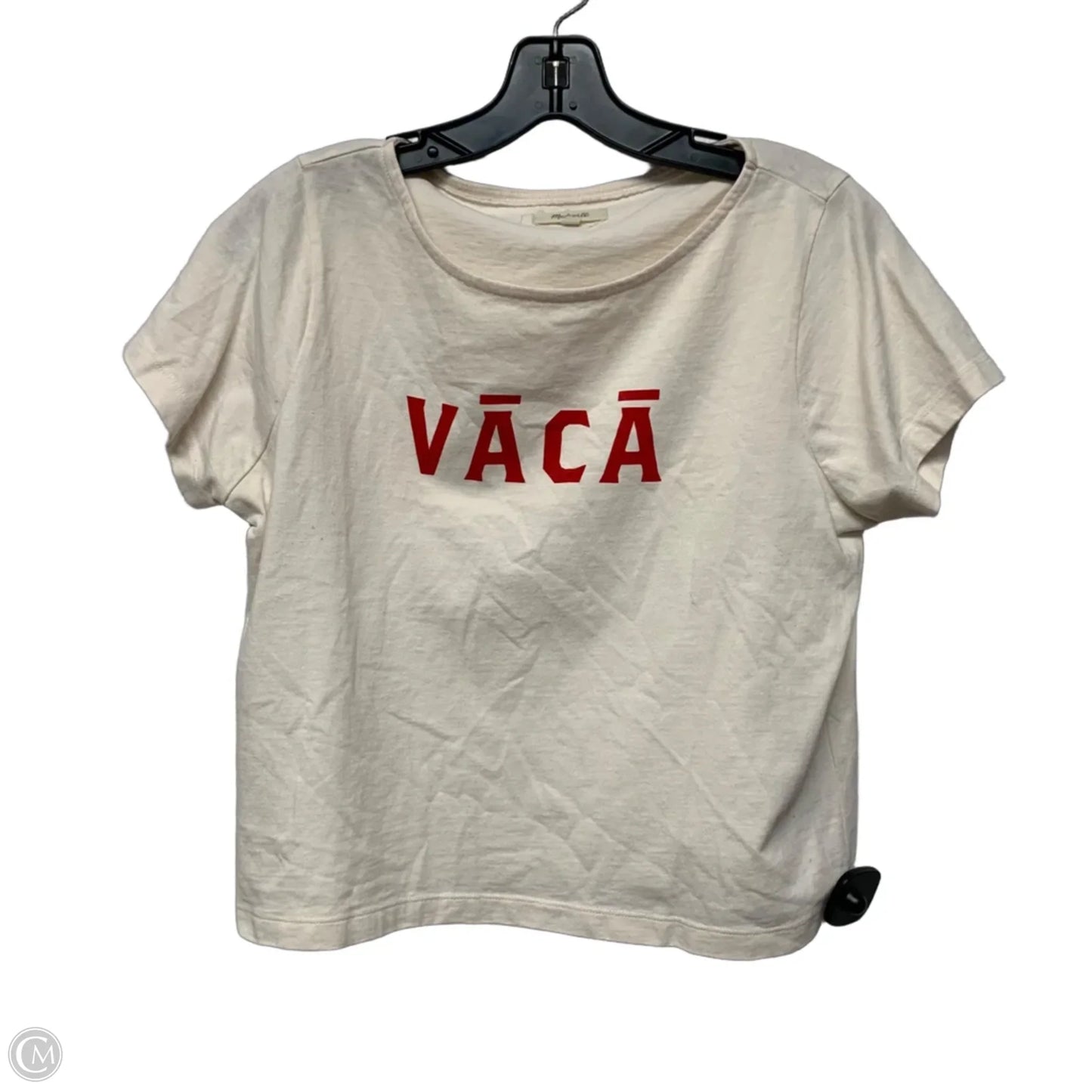 Top Short Sleeve By Madewell In Cream & Red, Size: Xs