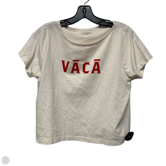 Top Short Sleeve By Madewell In Cream & Red, Size: Xs