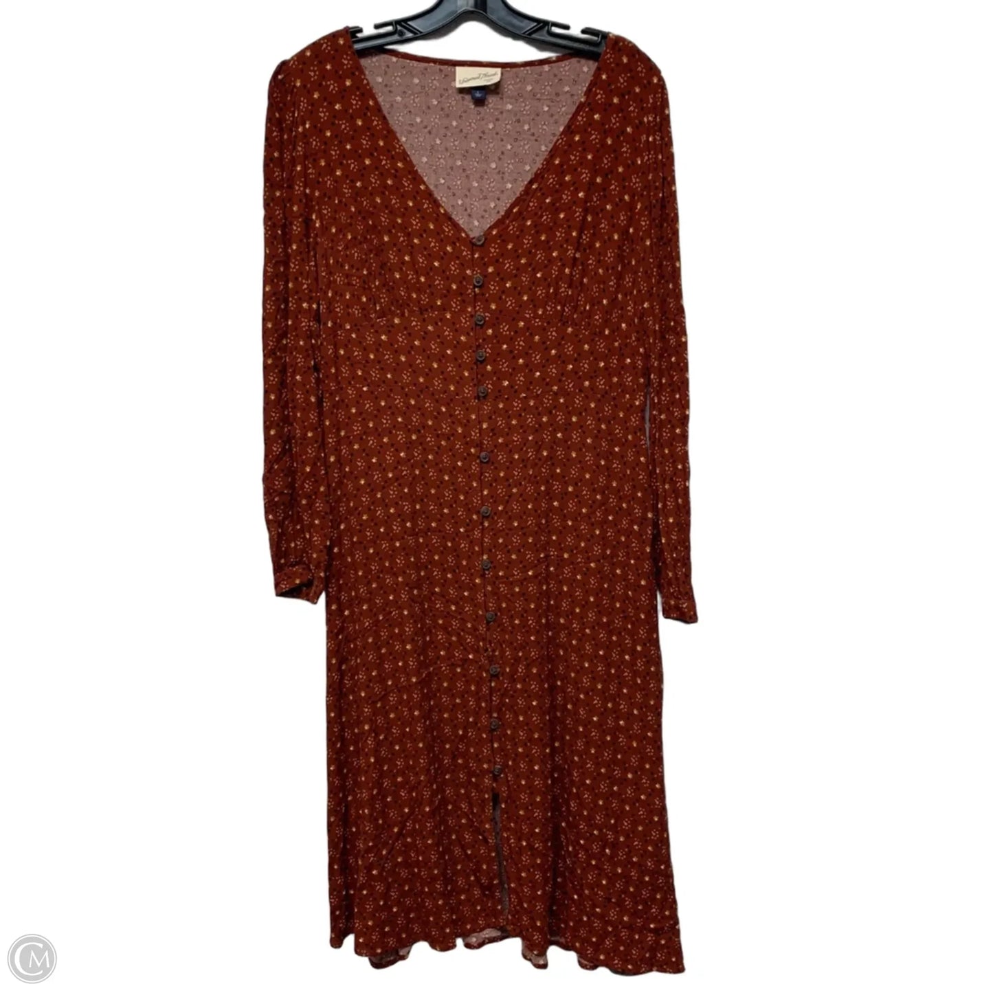 Dress Casual Midi By Universal Thread In Brown & Yellow, Size: L