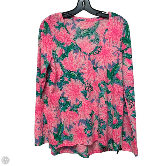 Top Long Sleeve Designer By Lilly Pulitzer In Green & Pink, Size: S