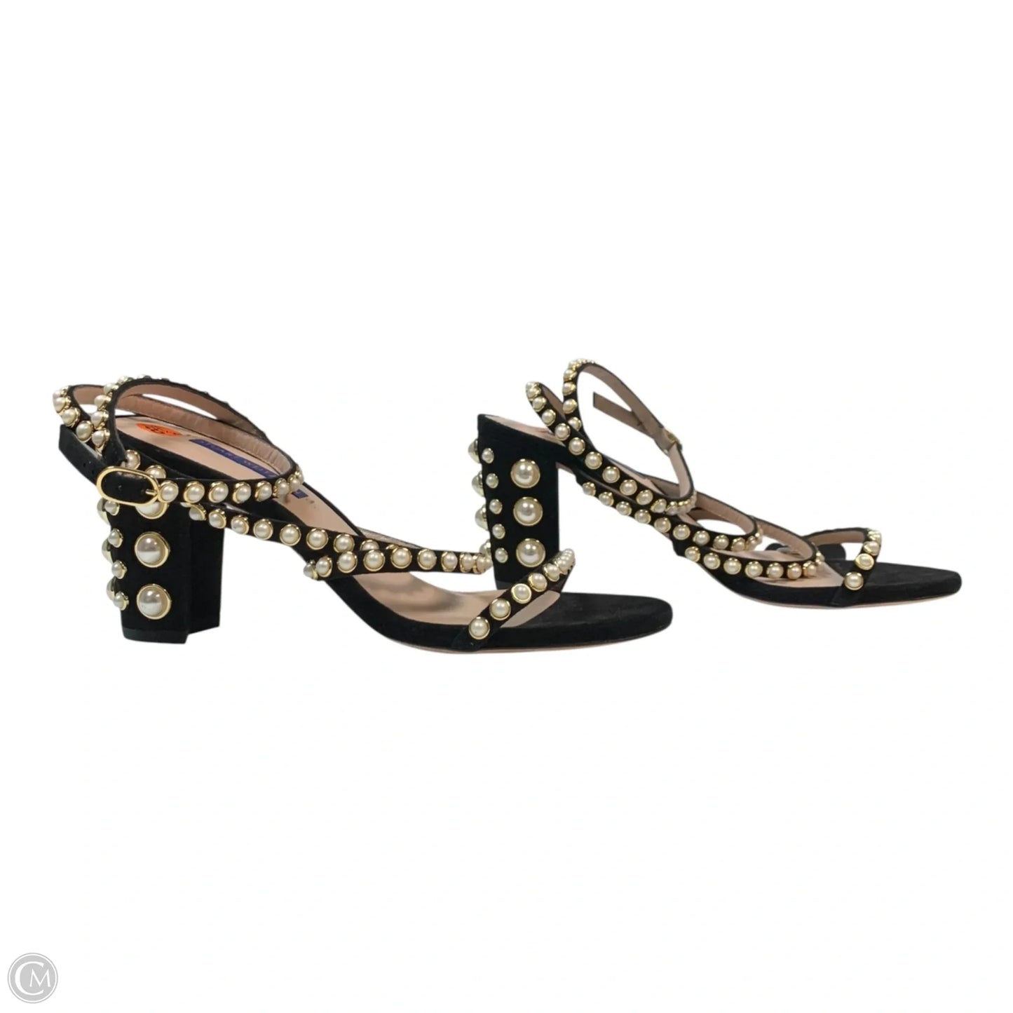 Sandals Designer By Stuart Weitzman In Black & Cream, Size: 8.5