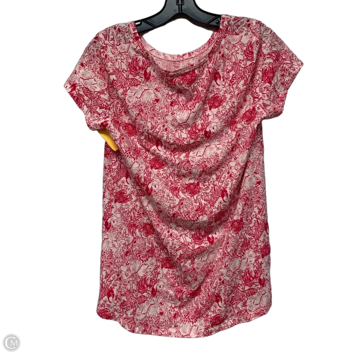 Top Short Sleeve Designer By Lilly Pulitzer In Pink & White, Size: M