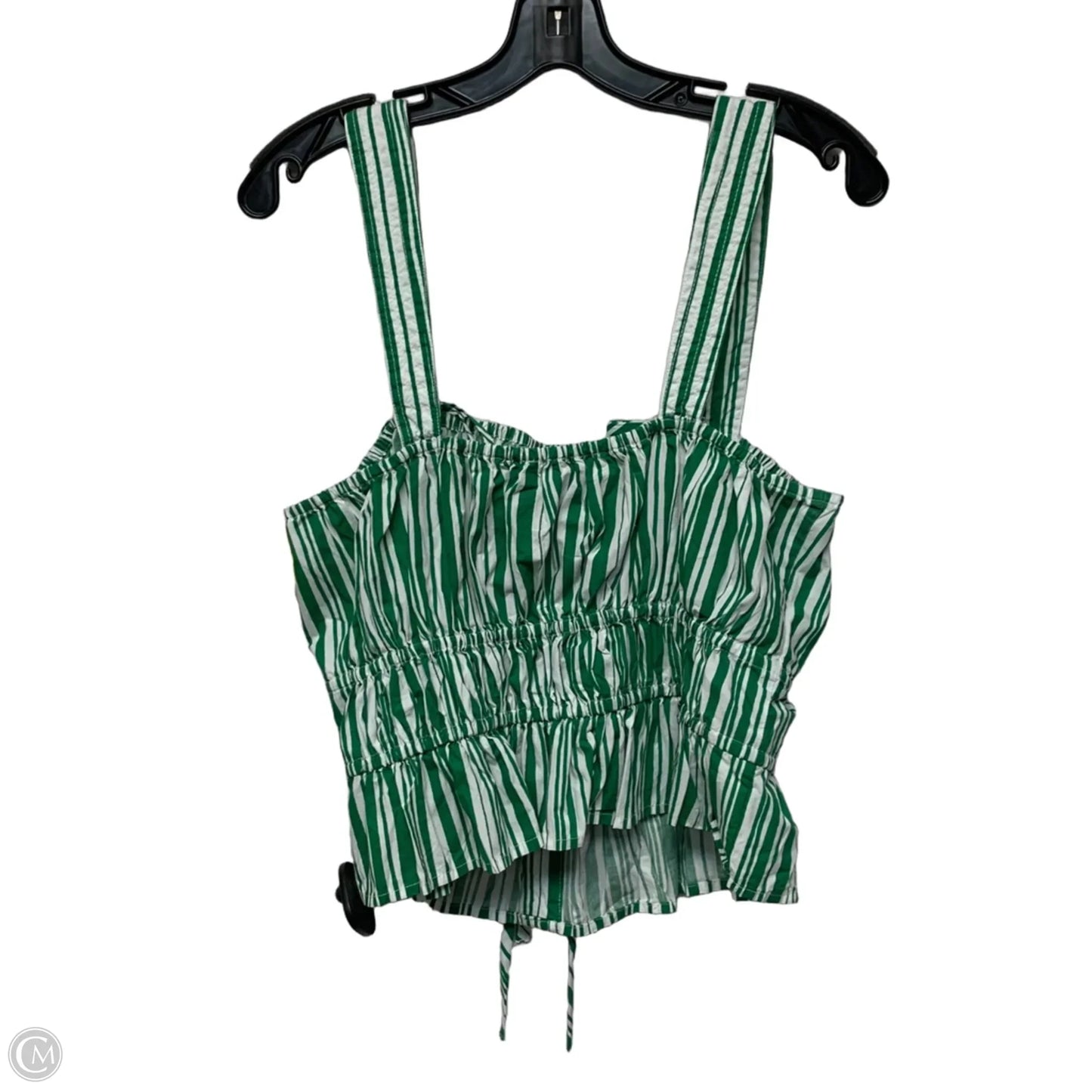 Top Sleeveless By Loft In Green & White, Size: L