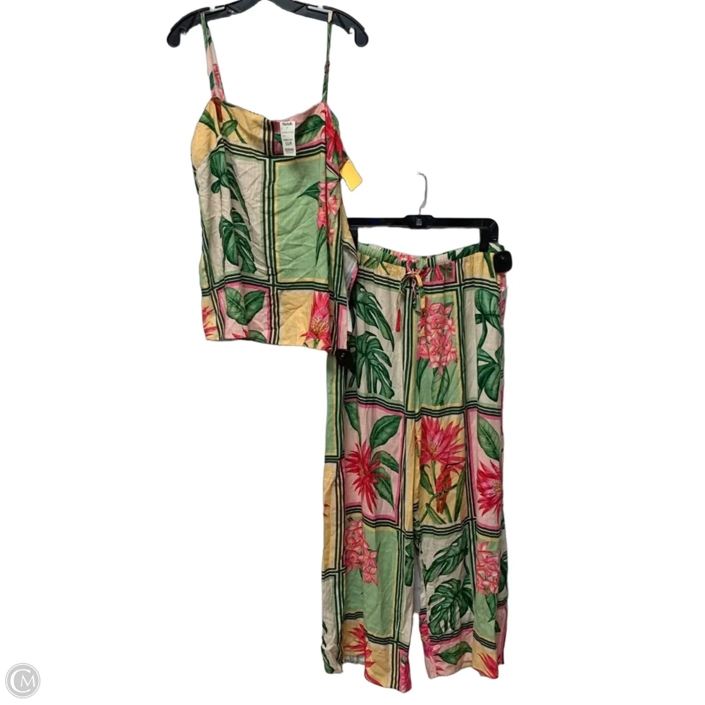 Pants Set 2pc By White Closet Elements In Tropical Print, Size: Xl