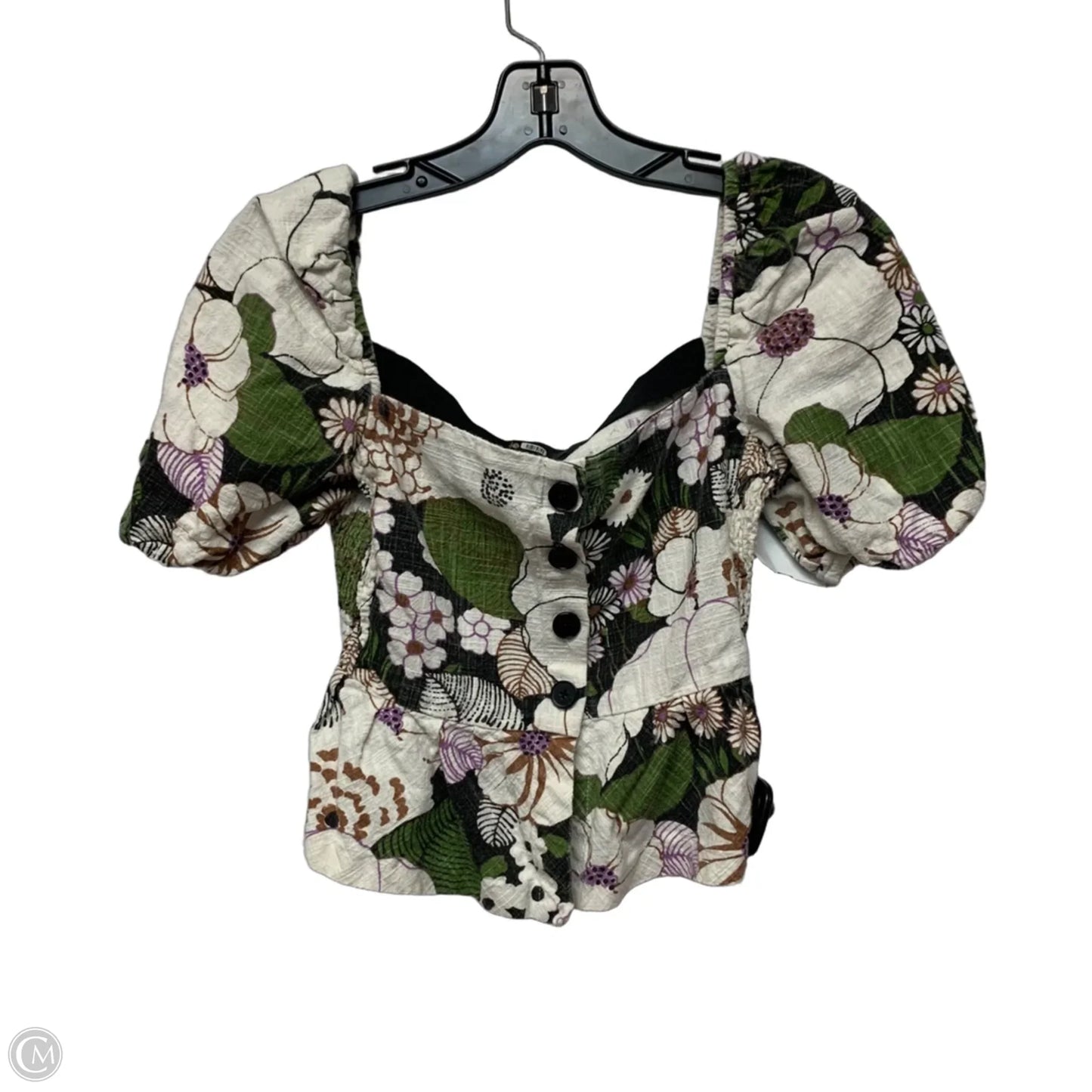 Top Short Sleeve By Maje In Cream & Green, Size: Xs